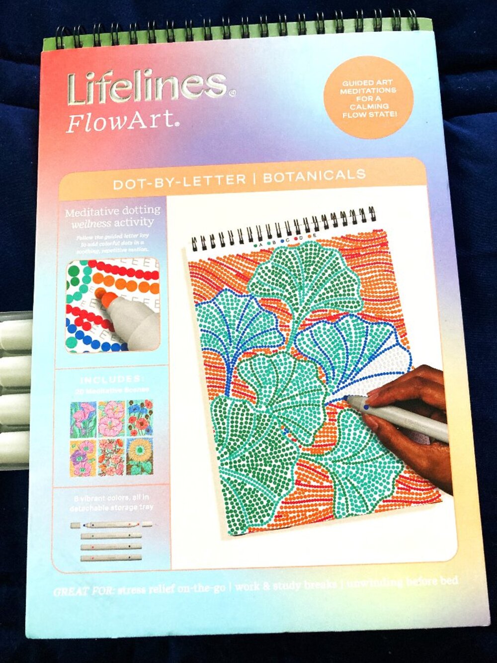New Lifelines FlowArt Dot-by-Letter Activity Pad, Guided Dot Art Meditations